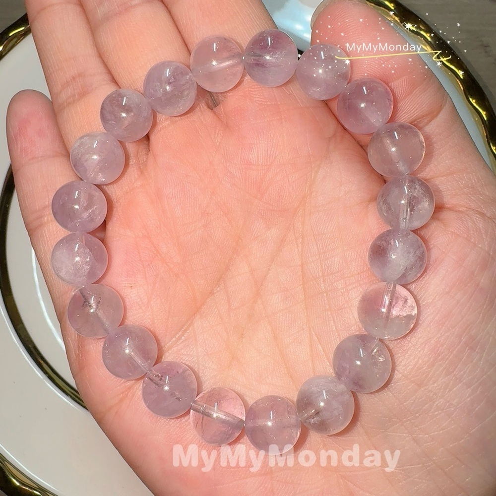 Purple Rabbit Hair Rutilated Quartz Bracelet 9mm - Picture 2 of 5
